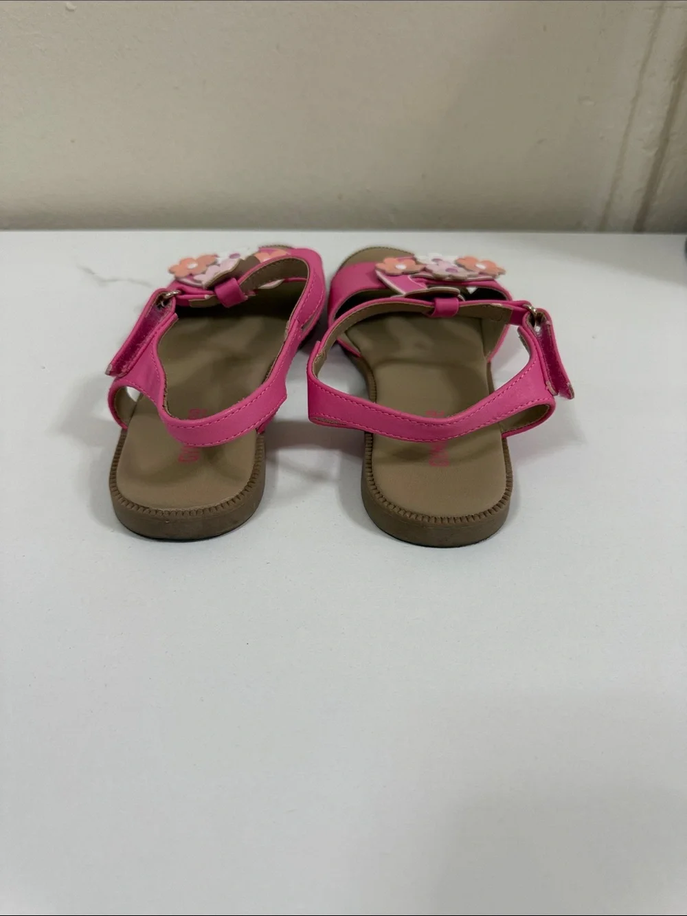 The Children's Place Hot Pink Flamingo Floral Strap Sandals